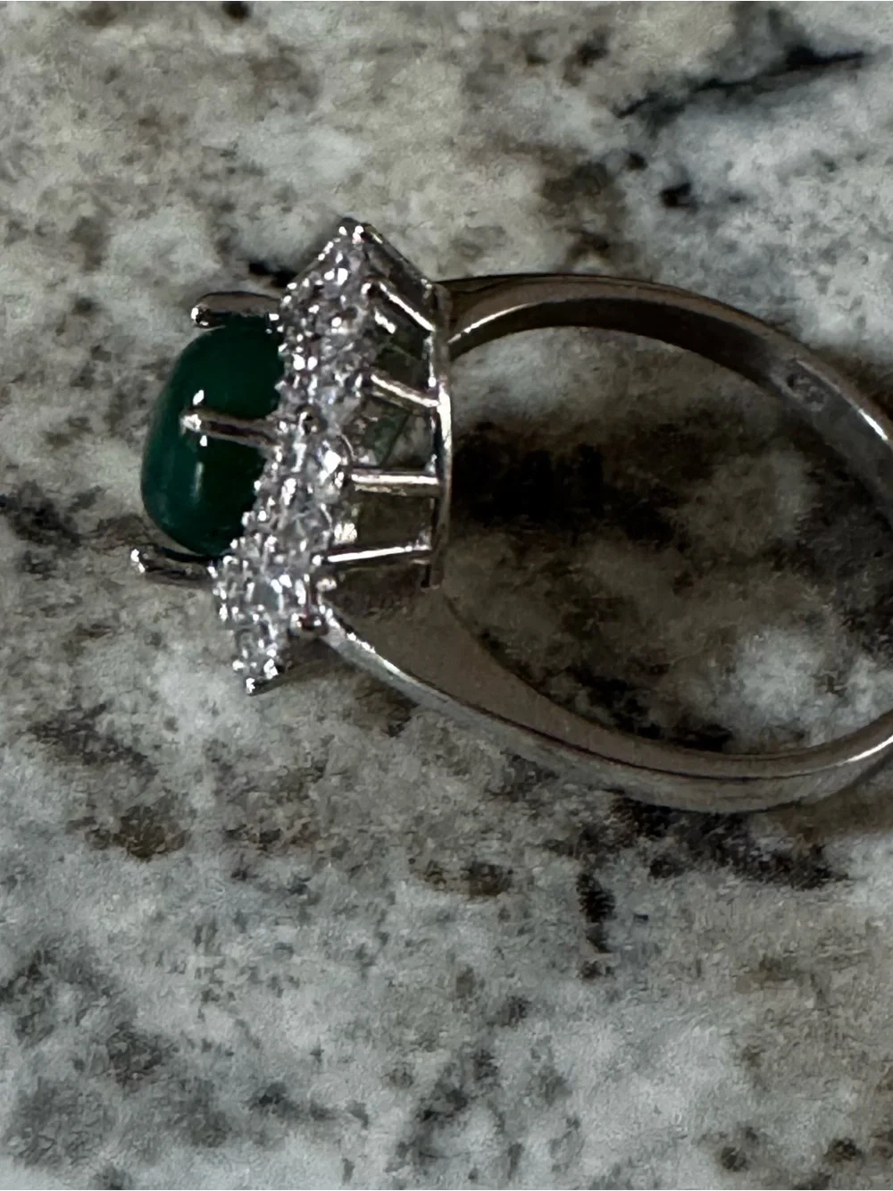 Green Onix Gemstone Halo Ring with Clear CZs Accents
